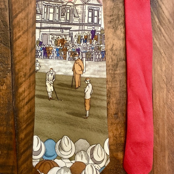 Vintage 90’s polo Ralph Lauren tie rare golf made by hand from pure silk red - Picture 10 of 11